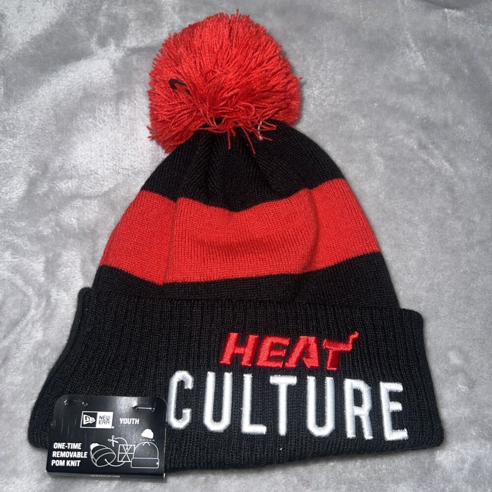NBA Youth New Era Miami Heat Culture Knit One Size Black/Red